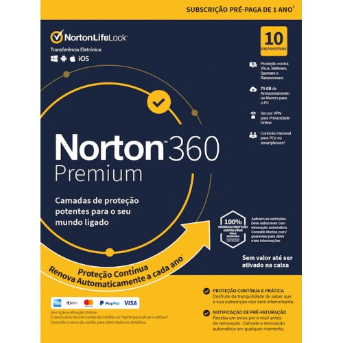Norton 360 Premium 2020 - 10 dispositivos | 1 Ano Norton 360 Premium 2020 - 10 dispositivos | 1 Ano