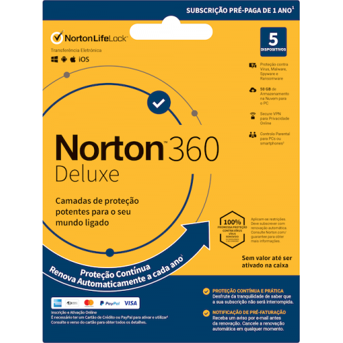 Norton 360 Deluxe 2020 - 5 dispositivos | 1 Ano Norton 360 Deluxe 2020 - 5 dispositivos | 1 Ano